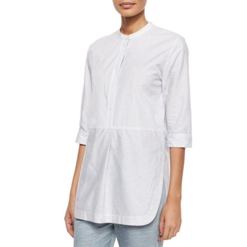 Vince Striped Tunic Popover Blouse